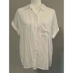 FALLS CREEK White Rolled Sleeve Button Up Shirt Women’s Medium